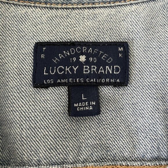 Lucky Brand Tomboy Trucker Faded Denim Button Classic Jean Jacket Women's Large - Picture 7 of 9